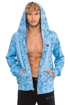 Retro BANDANA ZIP HOODIE - SKY