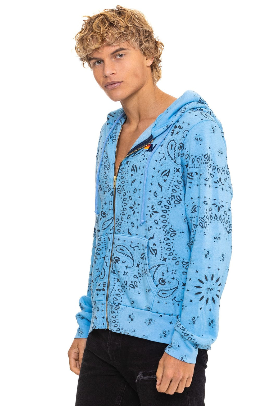 Retro BANDANA ZIP HOODIE - SKY