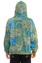 Retro BANDANA QUILTED RELAXED ZIP HOODIE - GREEN