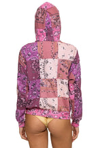 Retro BANDANA QUILTED RELAXED ZIP HOODIE - PINK
