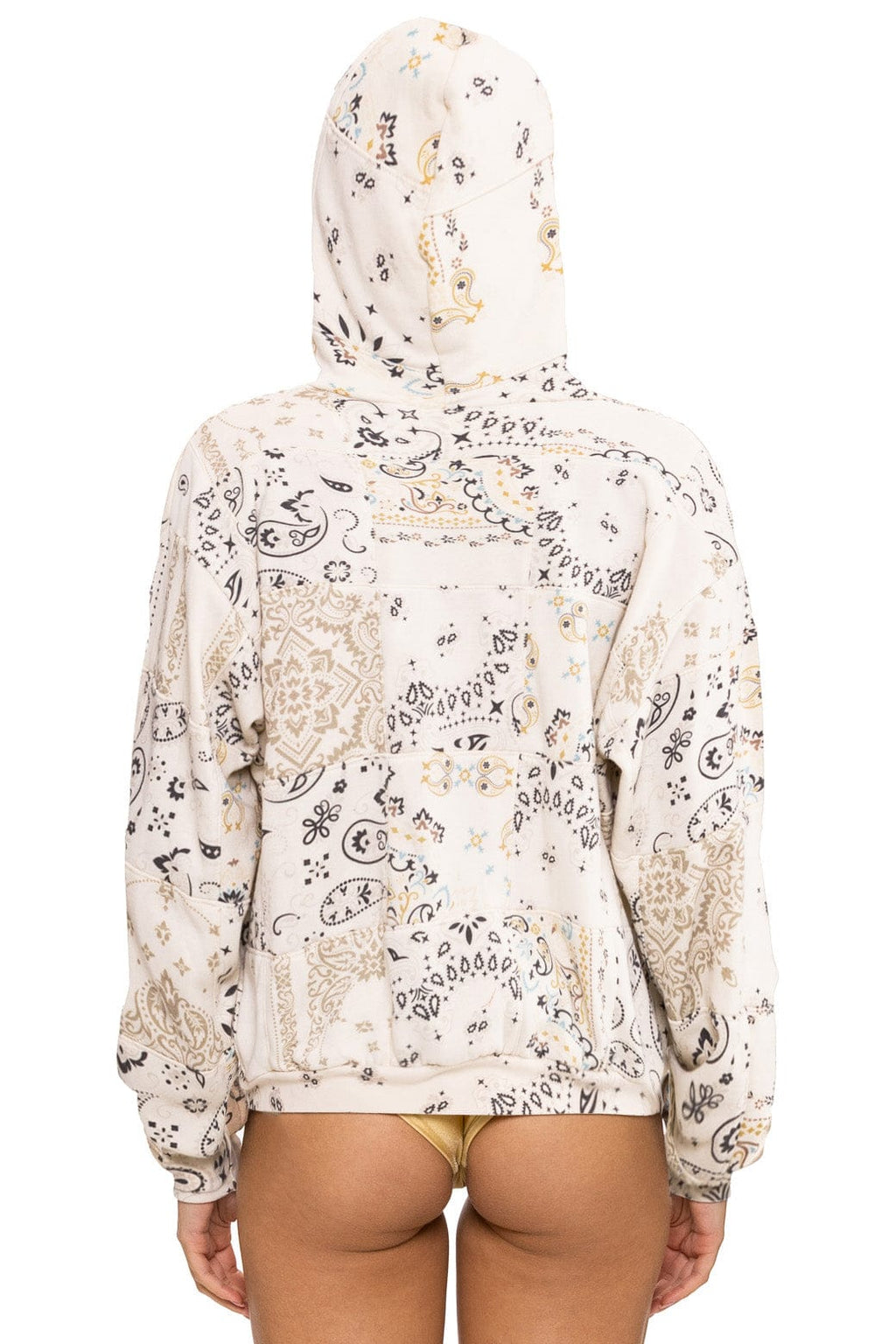 Retro BANDANA QUILTED RELAXED ZIP HOODIE - VINTAGE WHITE