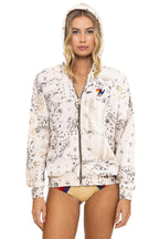 Retro BANDANA QUILTED RELAXED ZIP HOODIE - VINTAGE WHITE