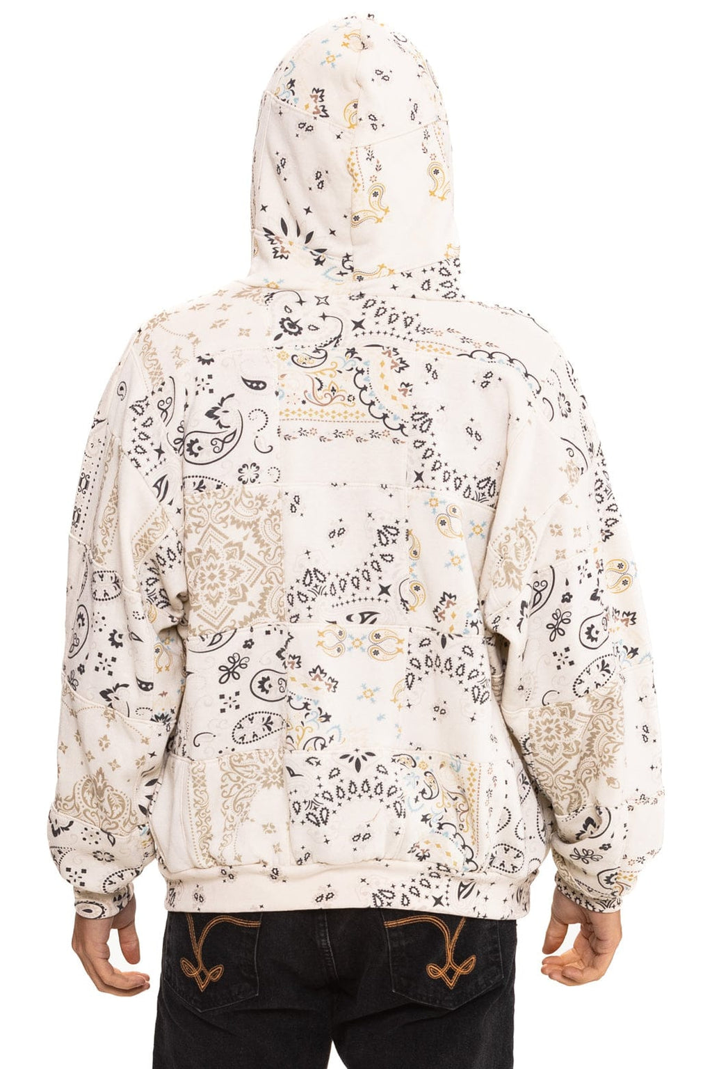 Retro BANDANA QUILTED RELAXED ZIP HOODIE - VINTAGE WHITE