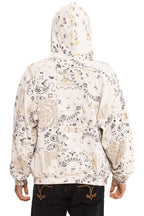 Retro BANDANA QUILTED RELAXED ZIP HOODIE - VINTAGE WHITE