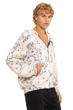 Retro BANDANA QUILTED RELAXED ZIP HOODIE - VINTAGE WHITE