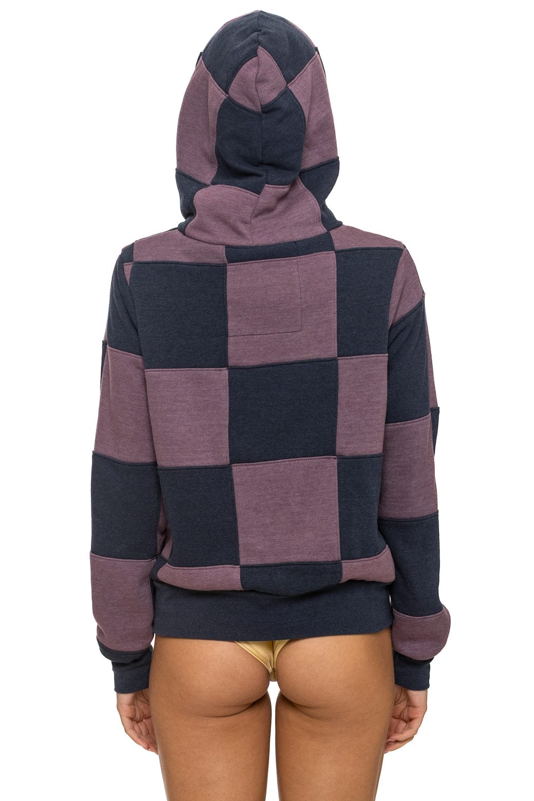 Retro CHECK QUILT ZIP HOODIE - CHARCOAL MOCHA