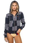 Retro CHECK QUILT ZIP HOODIE - HEATHER CHARCOAL