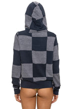 Retro CHECK QUILT ZIP HOODIE - HEATHER CHARCOAL