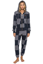 Retro CHECK QUILT ZIP HOODIE - HEATHER CHARCOAL
