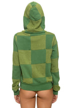 Retro CHECK QUILT ZIP HOODIE - JUNGLE GREEN PALM