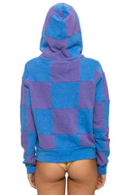 Retro CHECK QUILT ZIP HOODIE - LAVENDER OCEAN