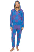Retro CHECK QUILT ZIP HOODIE - LAVENDER OCEAN