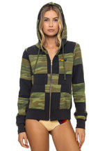 Retro CHECK QUILT ZIP HOODIE - SMOKE CAMO