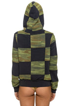Retro CHECK QUILT ZIP HOODIE - SMOKE CAMO