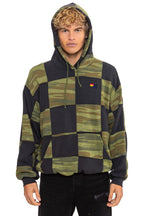 Retro CHECK QUILT RELAXED PULLOVER HOODIE - SMOKE CAMO