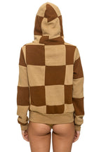 Retro CHECK QUILT ZIP HOODIE - TAN CINNAMON