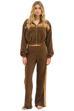 Retro 5 STRIPE CROPPED ZIP HOODIE RELAXED - CHOCOLATE ESPRESSO