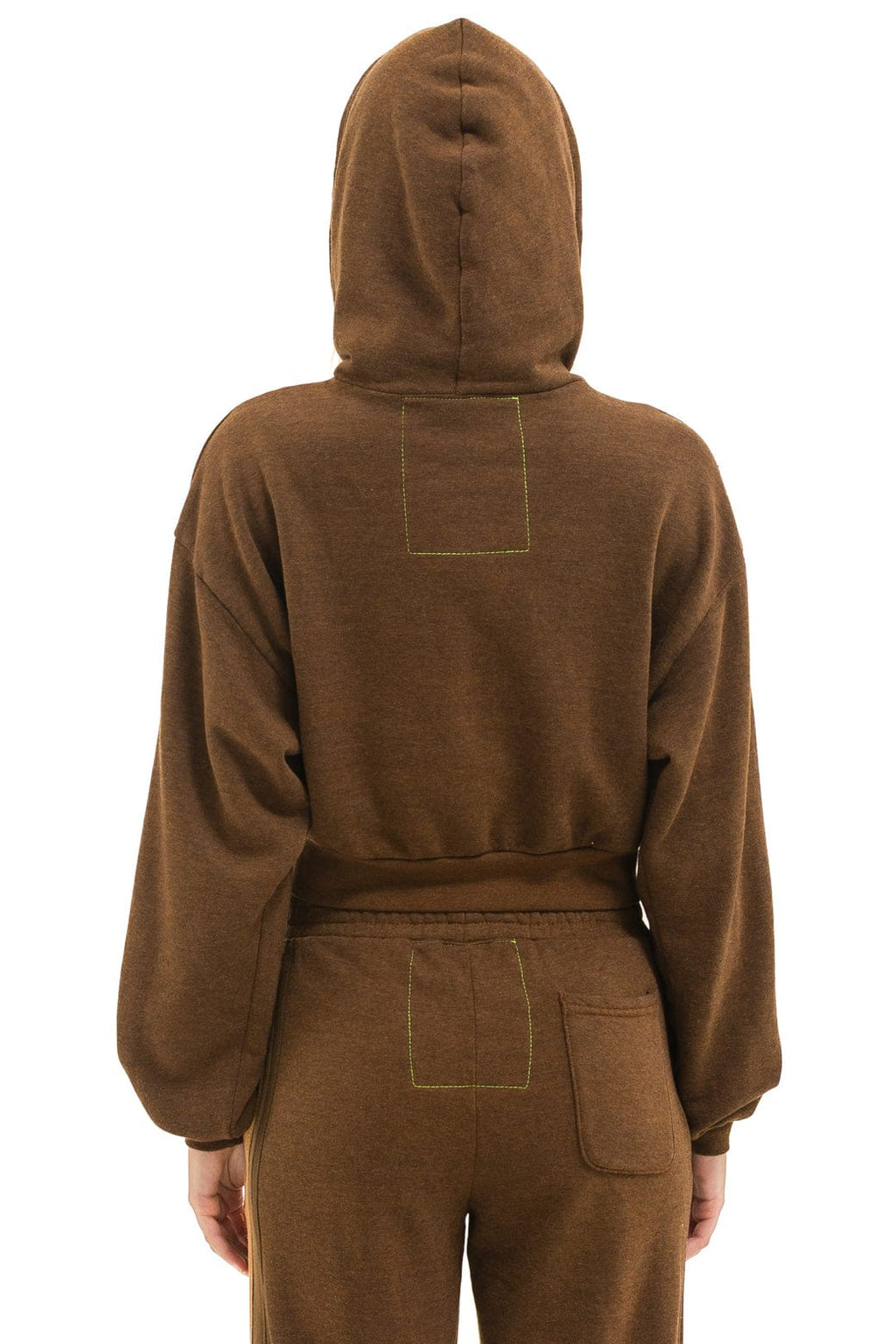 Retro 5 STRIPE CROPPED ZIP HOODIE RELAXED - CHOCOLATE ESPRESSO