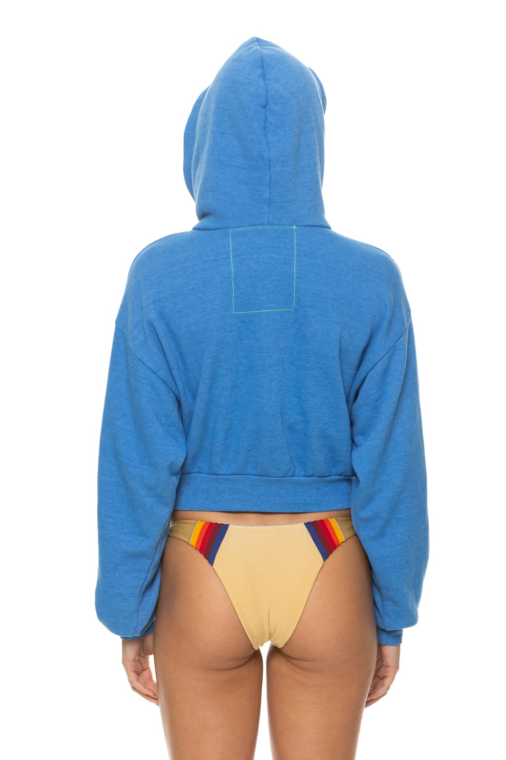 Retro 5 STRIPE CROPPED ZIP HOODIE RELAXED - OCEAN BLUE