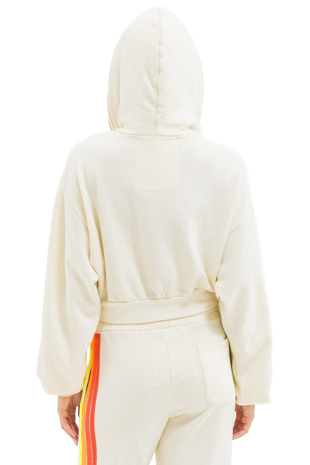 Retro 5 STRIPE CROPPED ZIP HOODIE RELAXED - VINTAGE WHITE WHITE NEON