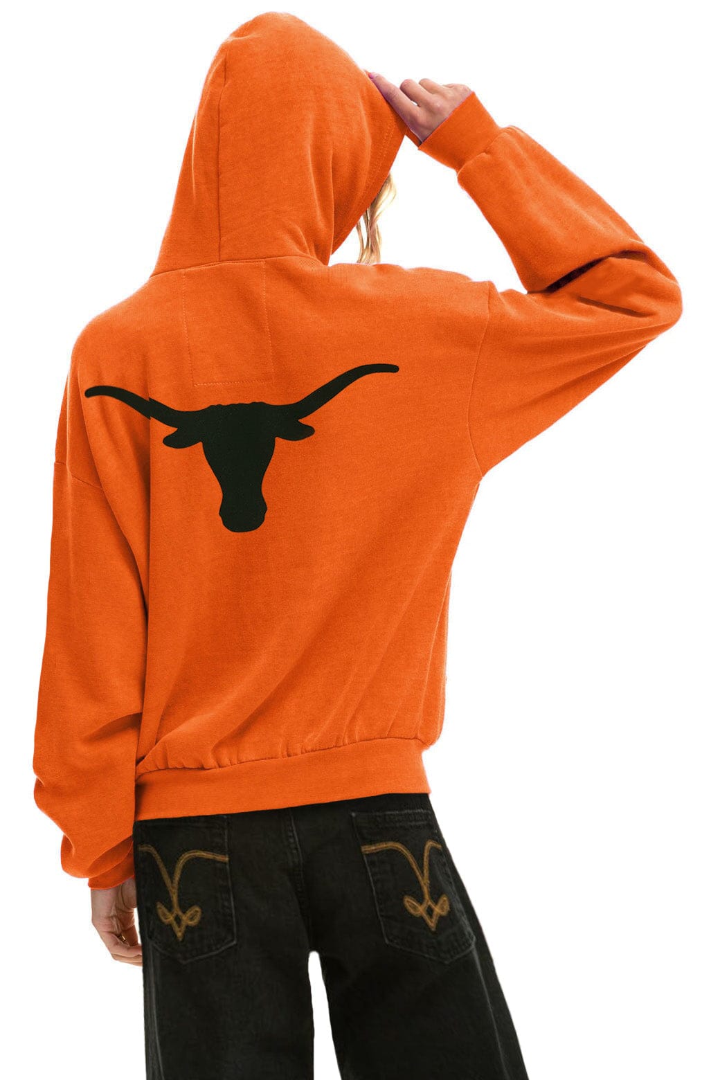 Retro UNIVERSITY OF TEXAS LONGHORNS RELAXED CIRCLE CROPPED HOODIE - BURNT ORANGE