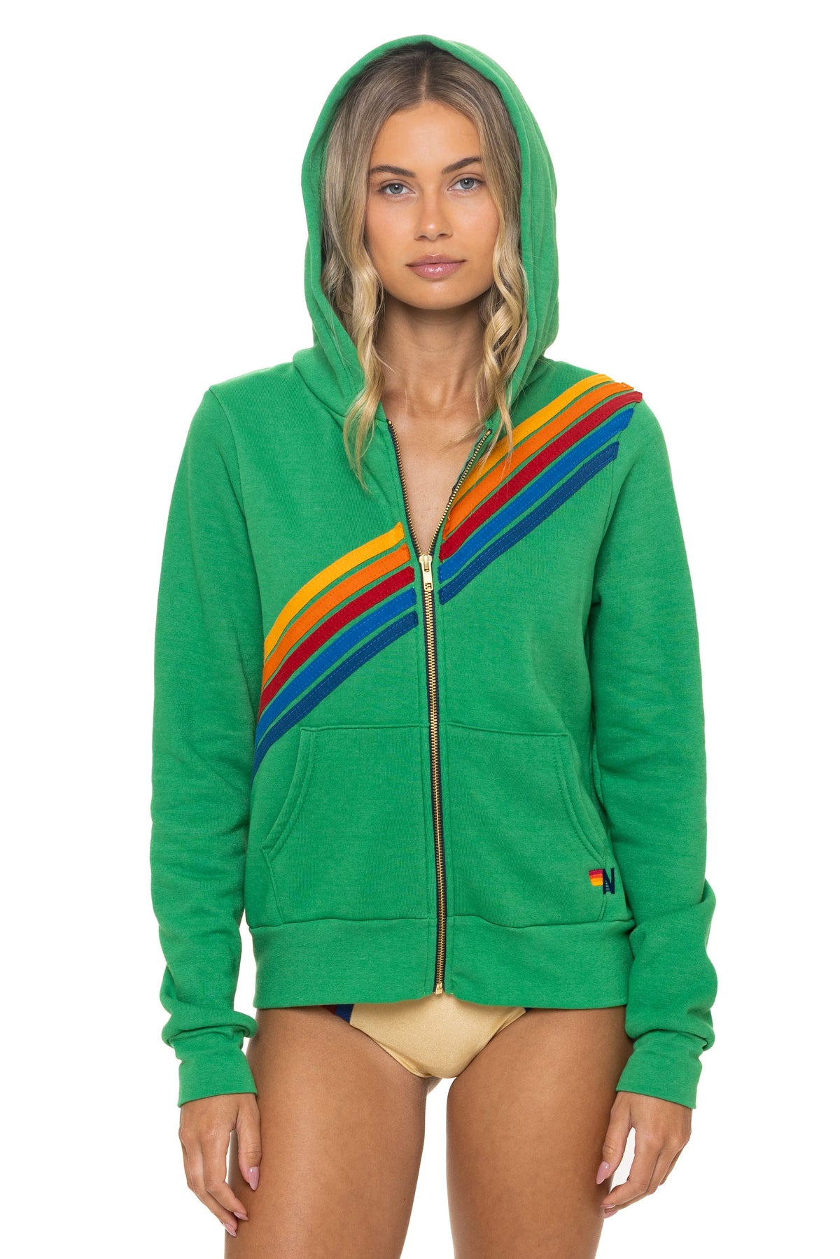 Retro DISCO ZIP HOODIE - KELLY GREEN