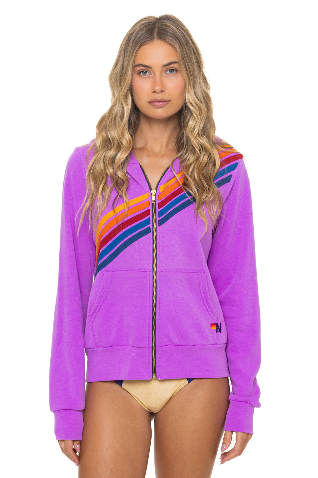 Retro DISCO ZIP HOODIE - NEON PURPLE