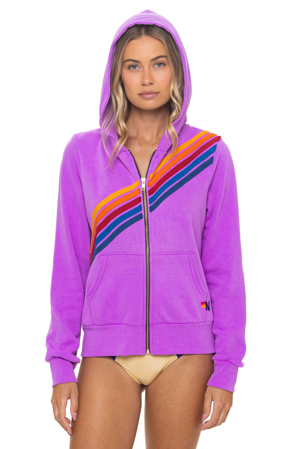 Retro DISCO ZIP HOODIE - NEON PURPLE