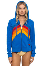 Retro MOUNTAIN STITCH CHEVRON 4 ZIP HOODIE - ADVENTURE BLUE