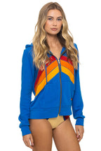 Retro MOUNTAIN STITCH CHEVRON 4 ZIP HOODIE - ADVENTURE BLUE