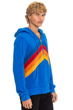 Retro MOUNTAIN STITCH CHEVRON 4 ZIP HOODIE - ADVENTURE BLUE