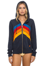 Retro MOUNTAIN STITCH CHEVRON 4 ZIP HOODIE - CHARCOAL