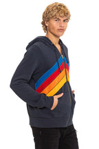 Retro MOUNTAIN STITCH CHEVRON 4 ZIP HOODIE - CHARCOAL
