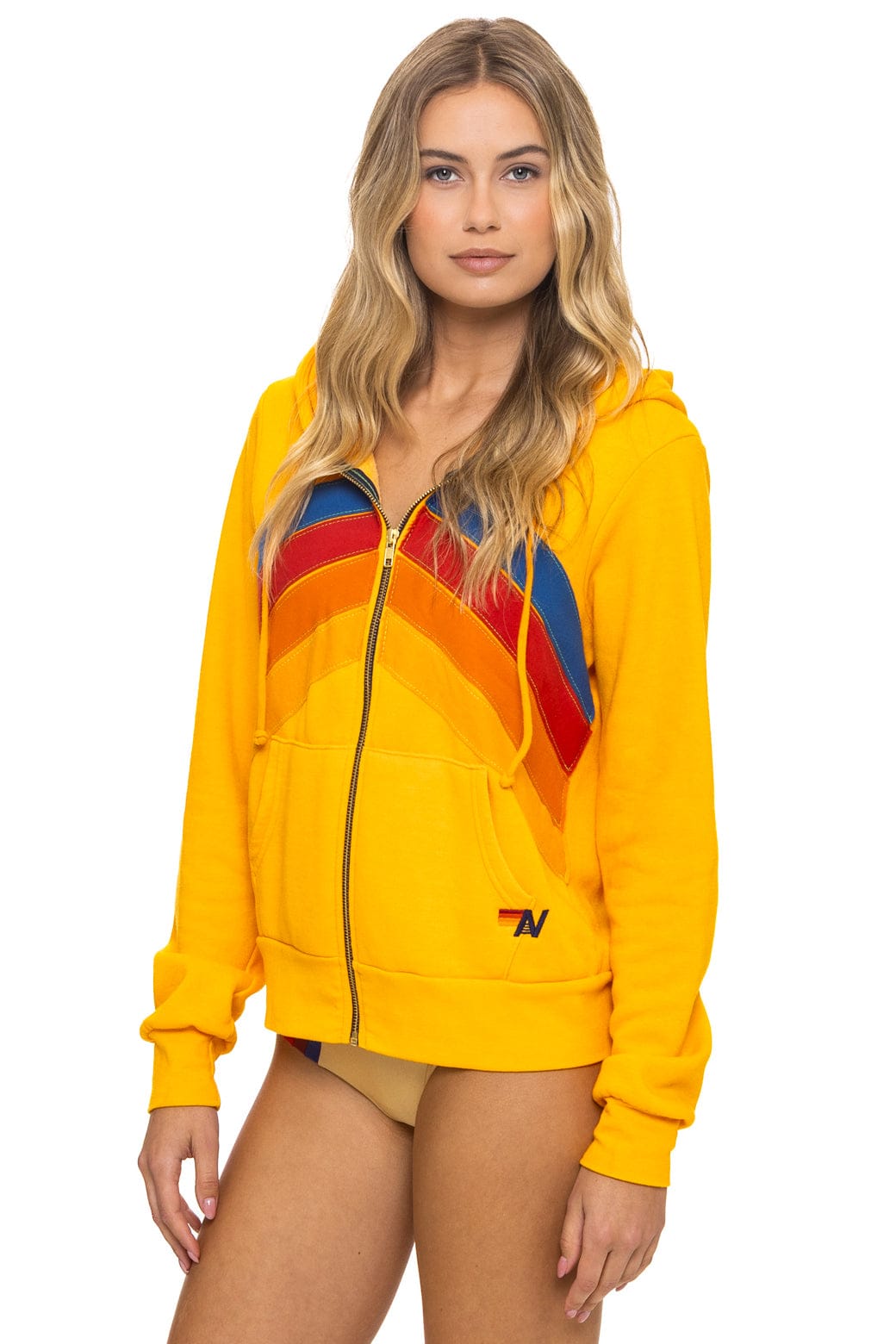 Retro MOUNTAIN STITCH CHEVRON 4 ZIP HOODIE - GOLD