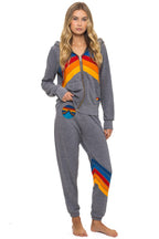 Retro MOUNTAIN STITCH CHEVRON 4 ZIP HOODIE - HEATHER GREY