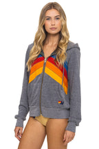 Retro MOUNTAIN STITCH CHEVRON 4 ZIP HOODIE - HEATHER GREY
