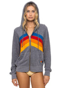 Retro MOUNTAIN STITCH CHEVRON 4 ZIP HOODIE - HEATHER GREY