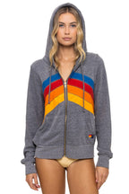 Retro MOUNTAIN STITCH CHEVRON 4 ZIP HOODIE - HEATHER GREY
