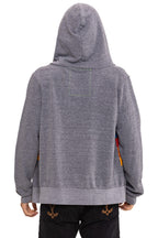 Retro MOUNTAIN STITCH CHEVRON 4 ZIP HOODIE - HEATHER GREY