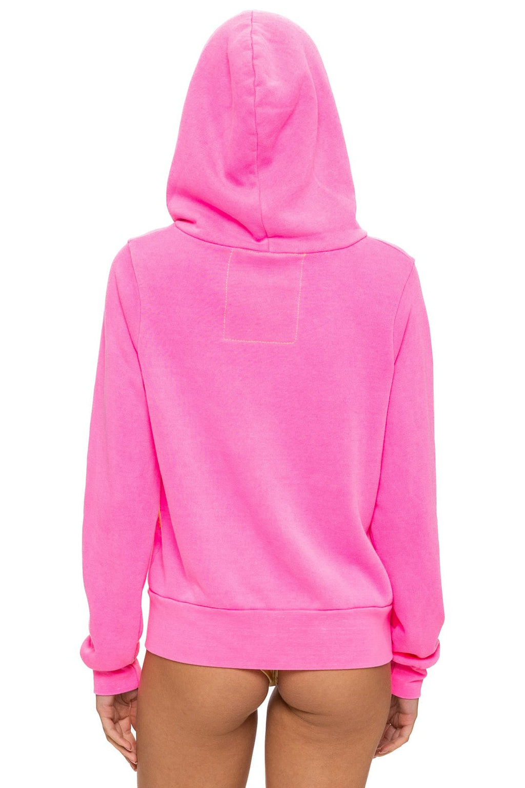 Retro MOUNTAIN STITCH CHEVRON 4 ZIP HOODIE - NEON PINK