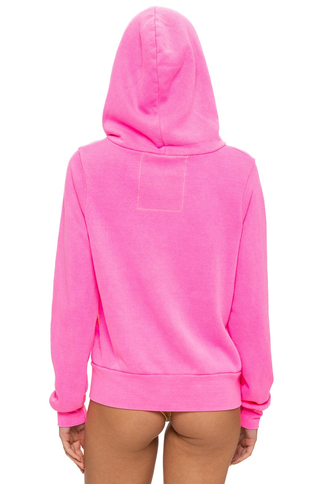 Retro MOUNTAIN STITCH CHEVRON 4 ZIP HOODIE - NEON PINK
