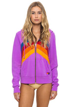 Retro MOUNTAIN STITCH CHEVRON 4 ZIP HOODIE - NEON PURPLE