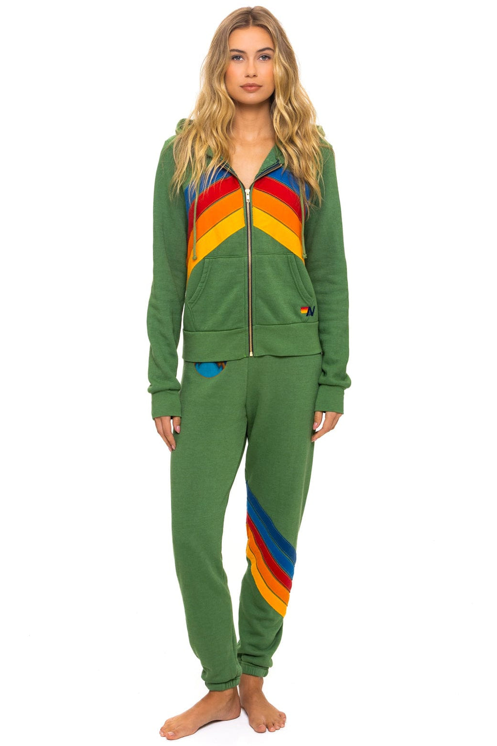 Retro MOUNTAIN STITCH CHEVRON 4 ZIP HOODIE - PALM