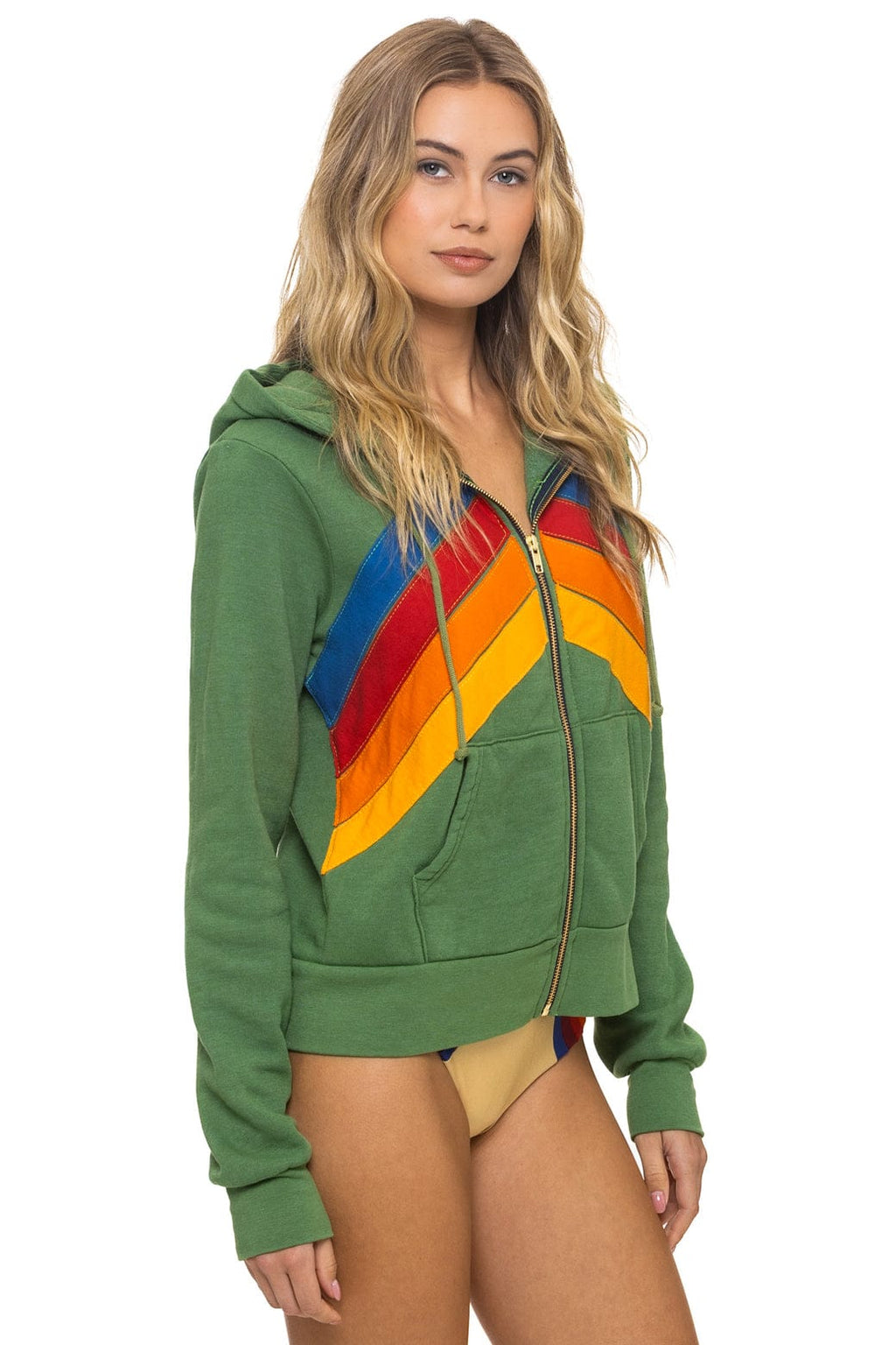Retro MOUNTAIN STITCH CHEVRON 4 ZIP HOODIE - PALM