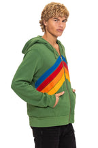 Retro MOUNTAIN STITCH CHEVRON 4 ZIP HOODIE - PALM