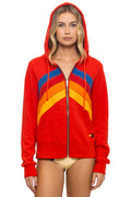 Retro MOUNTAIN STITCH CHEVRON 4 ZIP HOODIE - RED