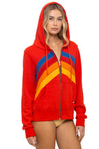 Retro MOUNTAIN STITCH CHEVRON 4 ZIP HOODIE - RED