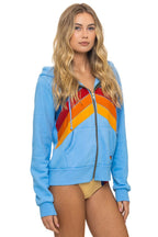 Retro MOUNTAIN STITCH CHEVRON 4 ZIP HOODIE - SKY