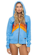 Retro MOUNTAIN STITCH CHEVRON 4 ZIP HOODIE - SKY