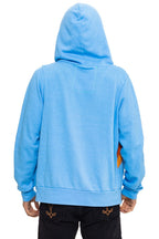 Retro MOUNTAIN STITCH CHEVRON 4 ZIP HOODIE - SKY